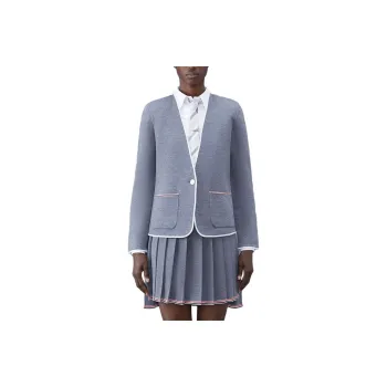 THOM BROWNE V Neck Single Breasted Knitted Cardigan