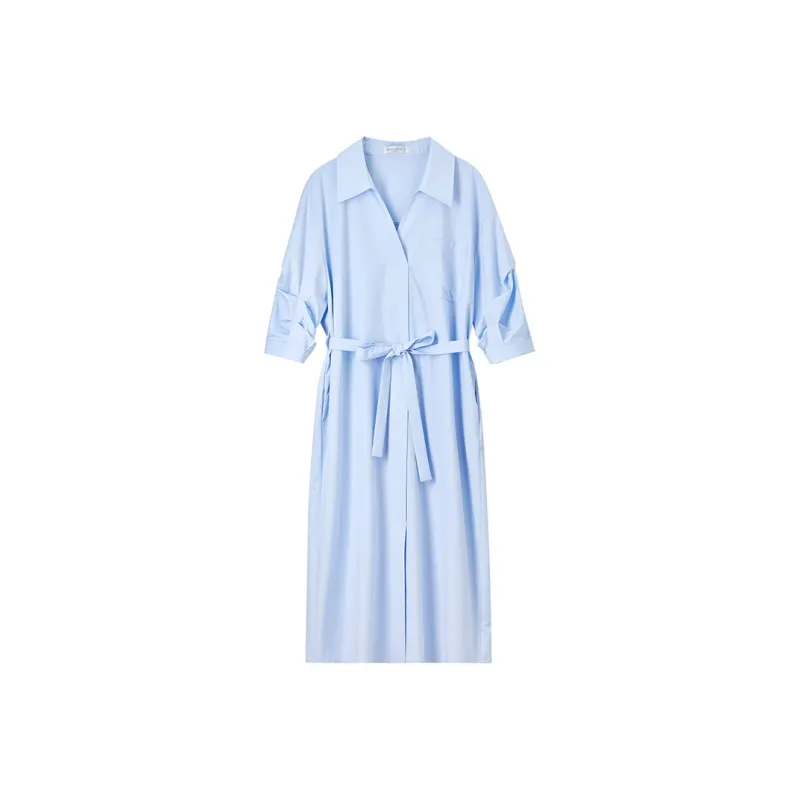 SENTUBILA Short Sleeved Dress Women's Light Blue-2