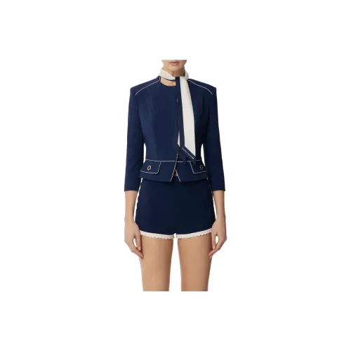 Elisabetta Franchi Two Tone Foulard Scarf Detailed Crêpe Jacket