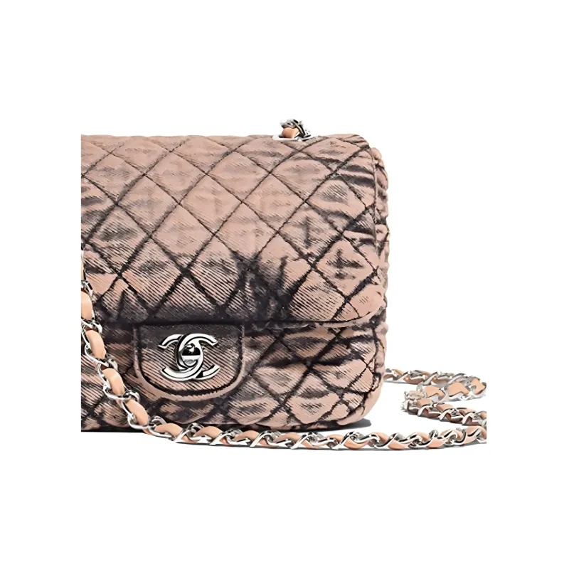 CHANEL Denim, Metal One Shoulder Handbag, Crossbody Bag Women's Pink Black-4