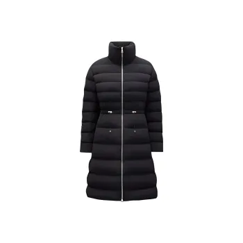 Moncler FW22 Solid Color Stand Collar Mid-Length Down Jacket Women's Black
