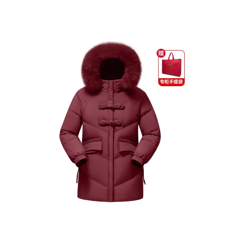 Yalu Extremely Cold Thickened Duck Down Fox Large Fur Collar Detachable Down Jacket Women's-0