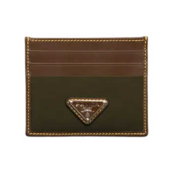 PRADA Re Nylon Recycled Polyamide Card Holder Card Holder Men's Green & Brown