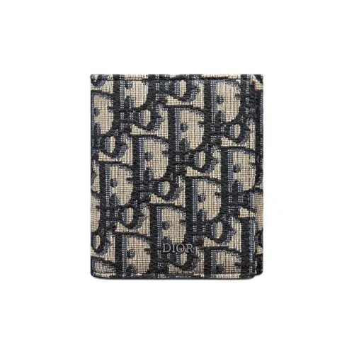 DIOR Calfskin Wallet Men's Beige & Black