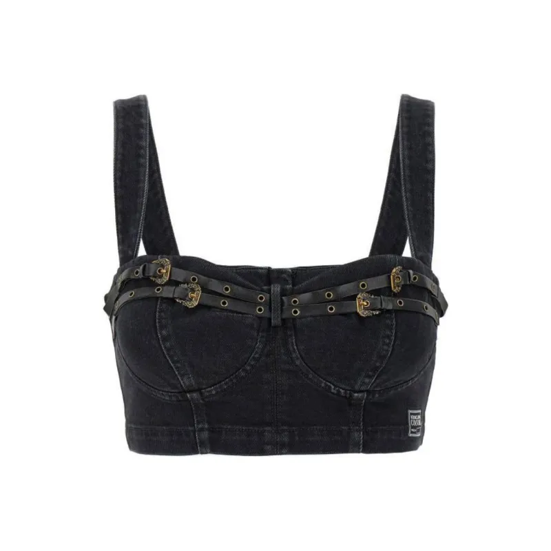 VERSACE JEANS COUTURE Decorative buckle Crop Top-0