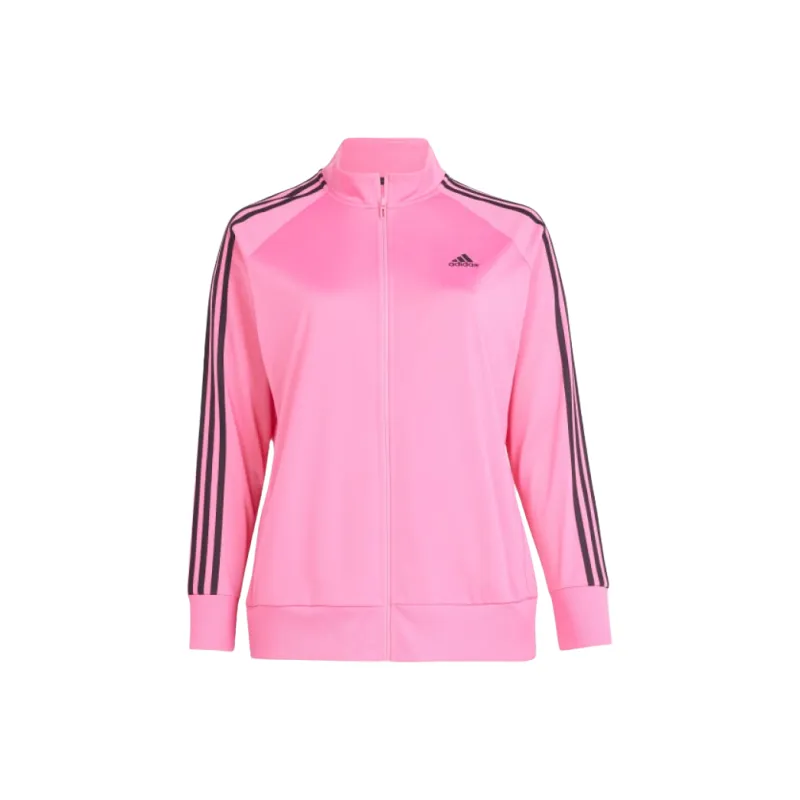 Adidas ESSENTIALS WARM-UP TRICOT SLIM Retro Sports Stand Collar Jackets Women's Pulse Red Black-0