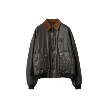 MIU MIU Resin Finished Bomber Jacket 'Black'