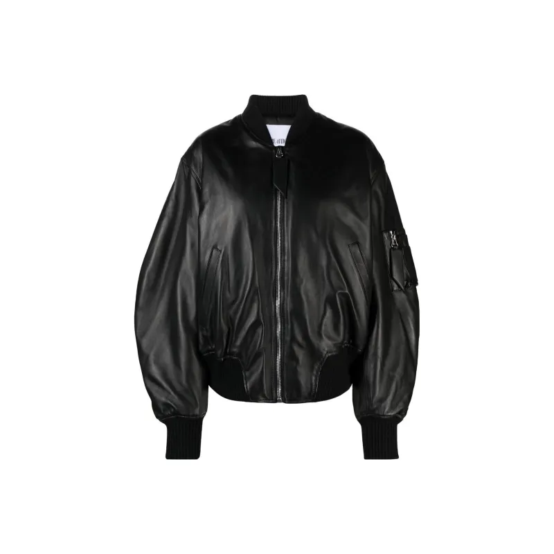 The Attico Leather Bomber Jacket-0