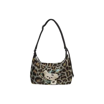 AOSONG Suede Technology Fabric Shoulder Bag Unisex Black