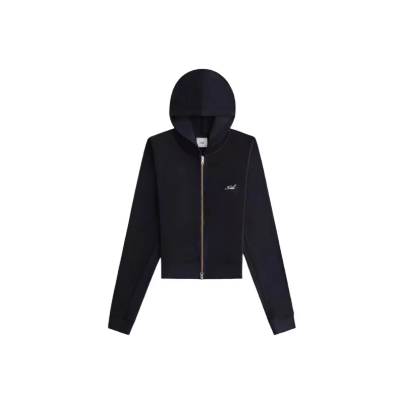 KITH Women's 2024 Summer Collection SS24 Adley Shrunken Hoodie Jacket Women's Black-0