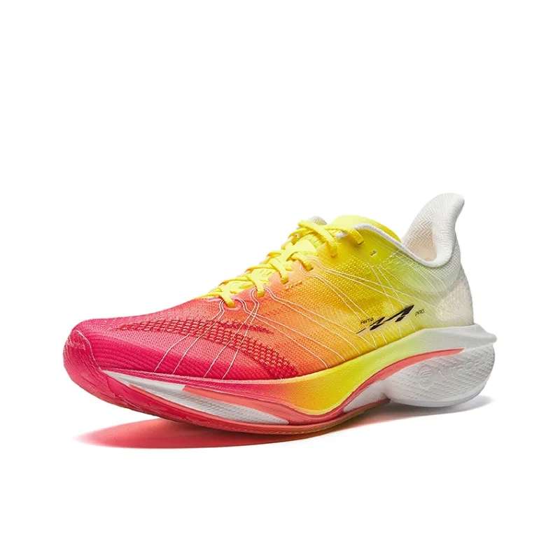 Anta Mach 4Pro V2 Anti Slip Wear Resistant Low Top Casual Running Shoes Men's Red Yellow White-1