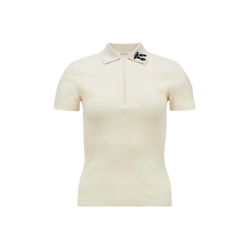 Moncler Embellished Logo Patch Polo Top-0