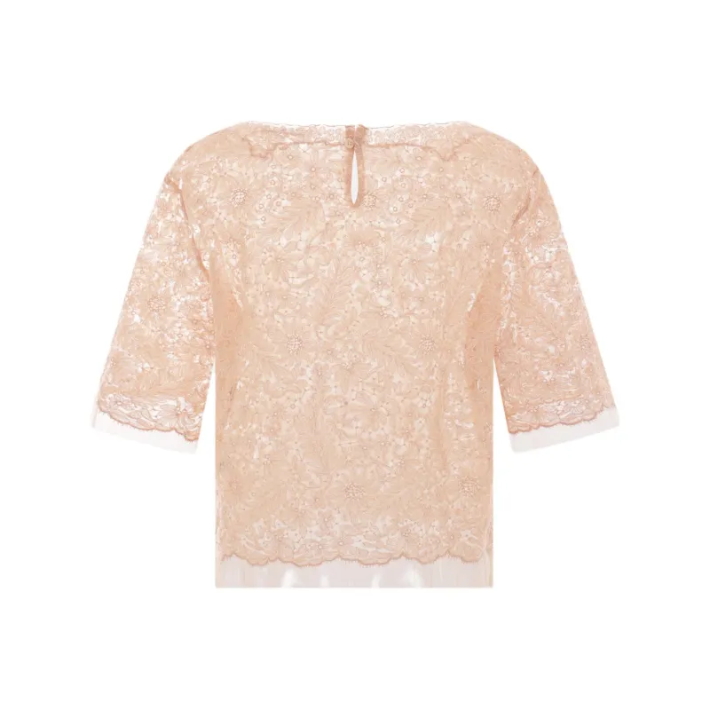 ERMANNO SCERVINO Floral Lace Short Sleeved Blouse-1