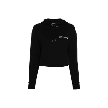 BALMAIN Cropped Drawstring Hoodie