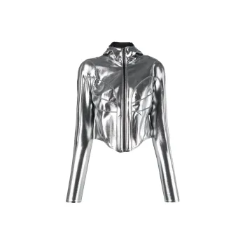 Mugler Metallic Hooded Corset Jacket