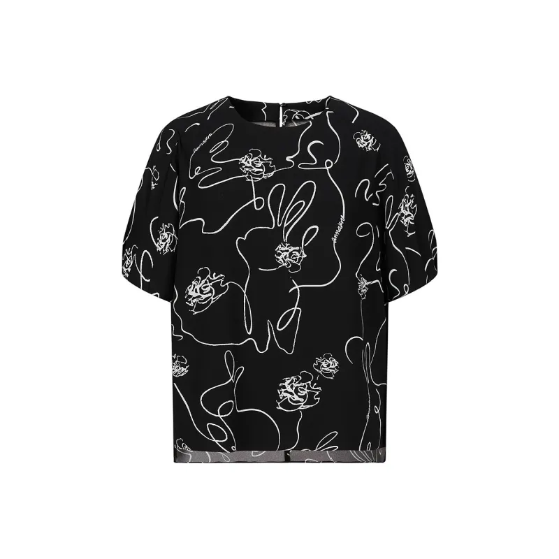 JZ. ANNAKRO Chiffon Shirts Women's Heather Black-0