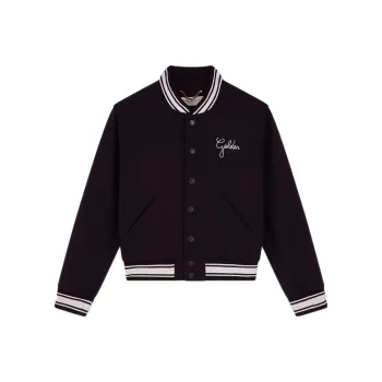 Golden Goose Logo Embroidered Striped Baseball Jacket