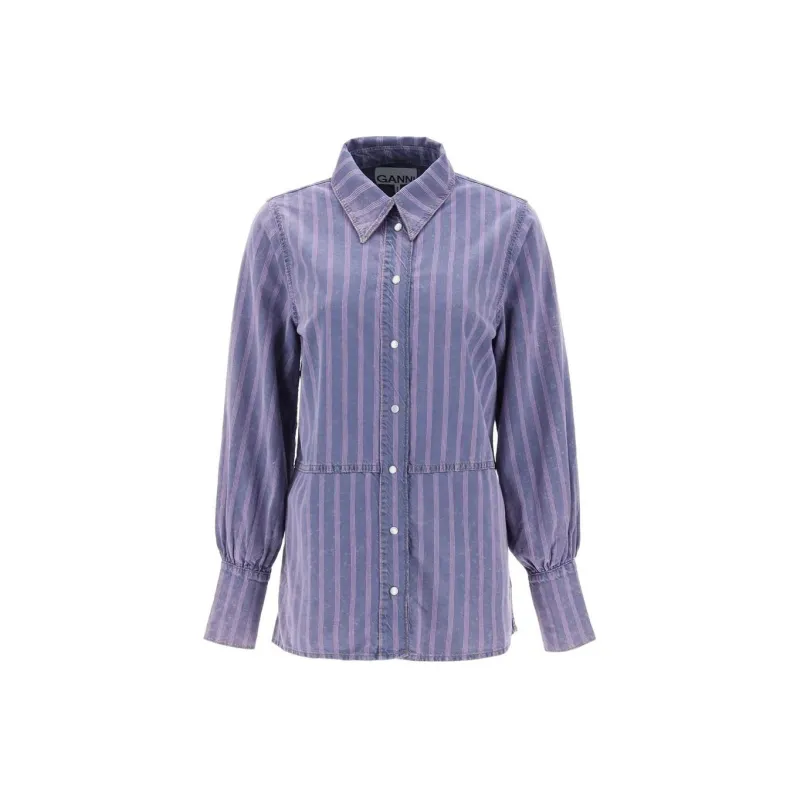 GANNI Striped Denim Shirt-0