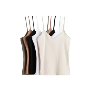 H&M Camisoles Women's 5 Pack Light Beige+Beige+Dark Taupe+Black+White