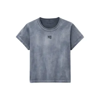 Alexander Wang Essential Jsy Shrunk W/Puff Logo & Bound Neck Tee Washed Asphalt