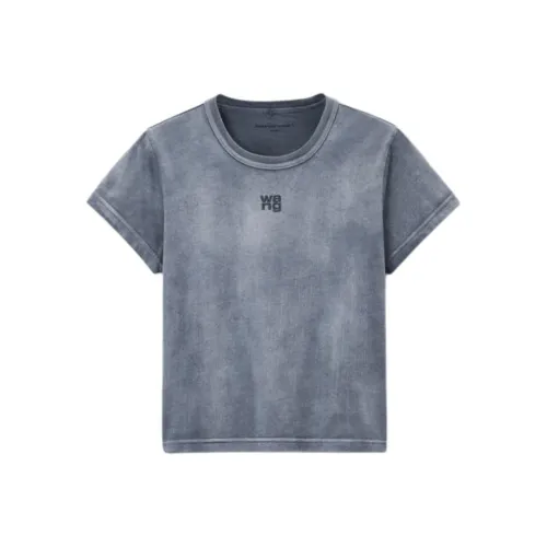 Alexander Wang Essential Jsy Shrunk W/Puff Logo & Bound Neck Tee Washed Asphalt