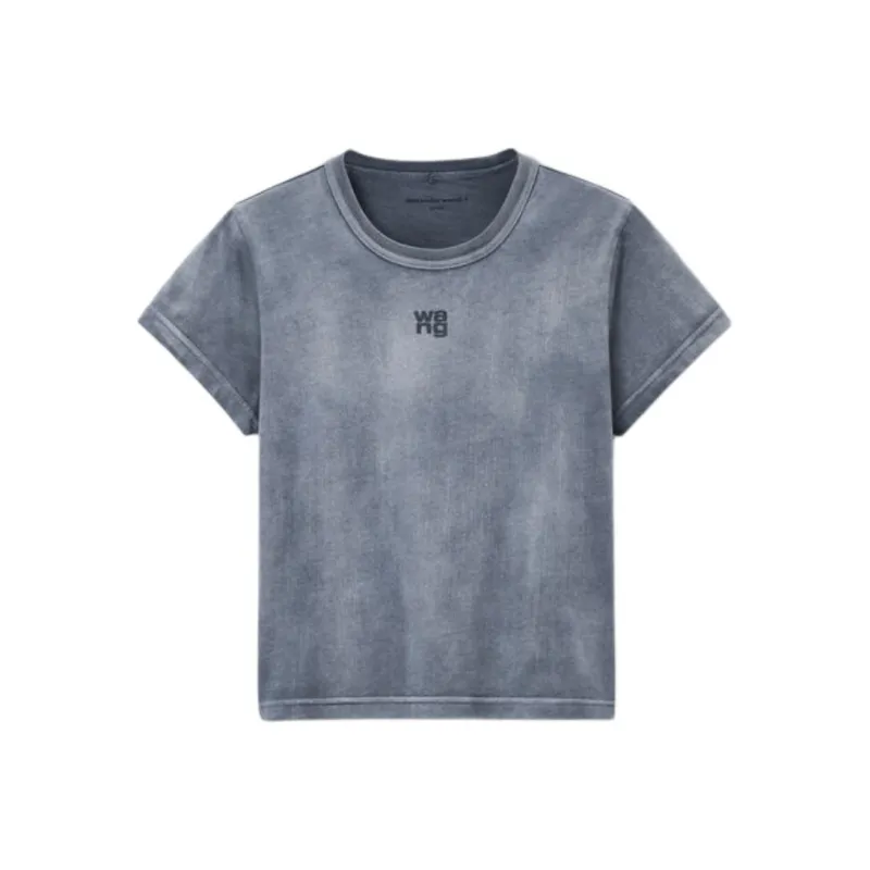Alexander Wang Essential Jsy Shrunk W/Puff Logo & Bound Neck Tee Washed Asphalt-0