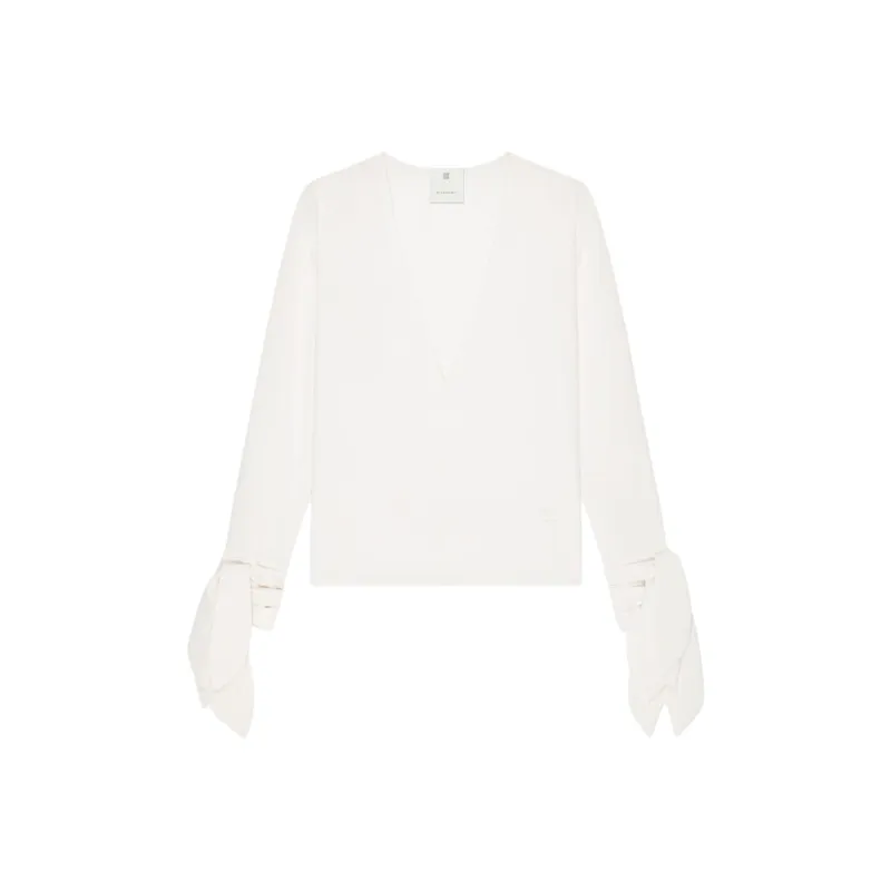 Givenchy V Neck Ruffled Blouse-0