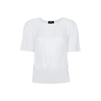 THEORY Ribbed hem Silk Blouse