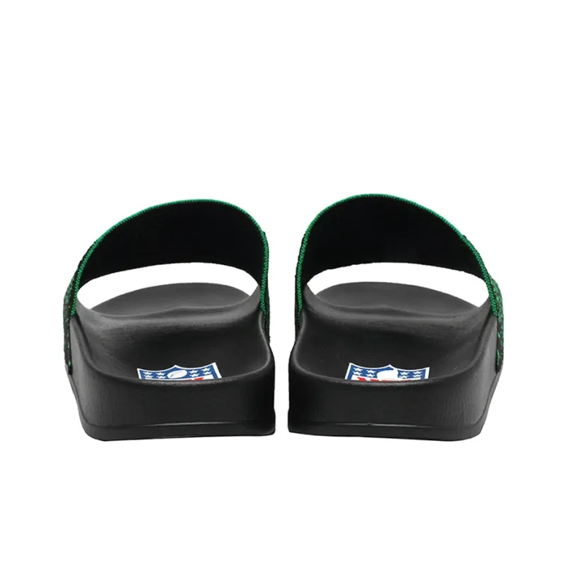 NFL Quiet Slip Resistant Odor Resistant Abrasion Resistant Cushioning Slide Slippers Men's Black Green-4