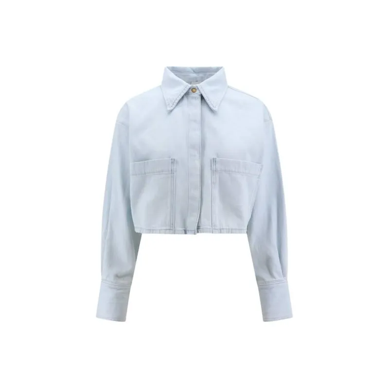PINKO Cropped Denim Shirt-0