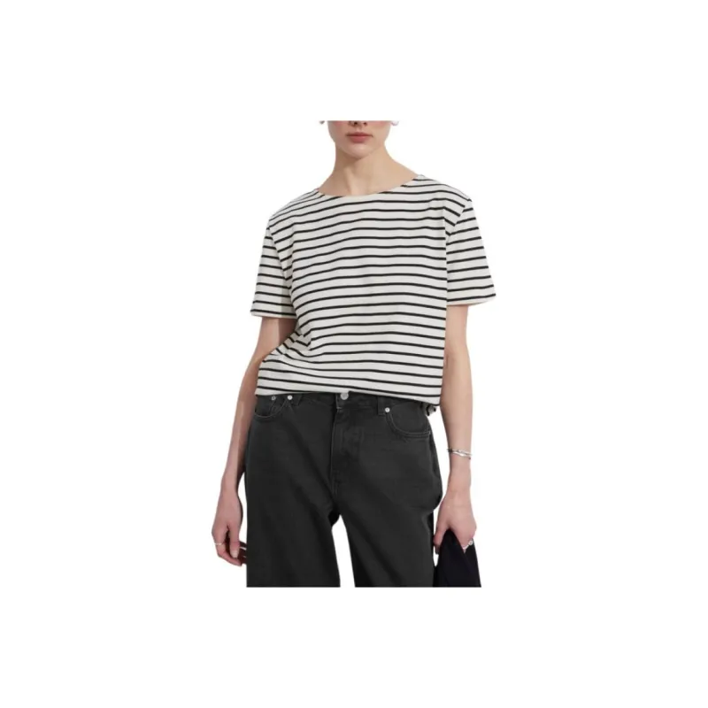 Other Stories T-Shirt Women's Black/White Stripes-0