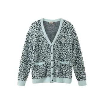 NO ONE ELSE Knitwear Unisex Blue Leopard Print