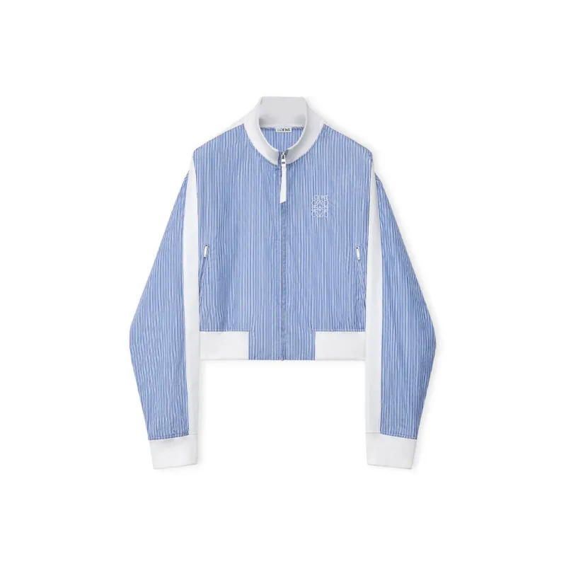 LOEWE Tracksuit Jacket In Striped Cotton Jackets & Coats Women's Blue-0