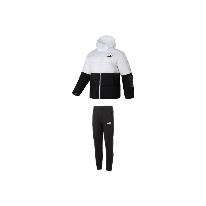 PUMA Casual Sportswear Men Set Black White Down Jacket+Black Pants-0