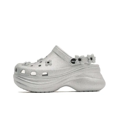 SMFK x Crocs Sparkling, Little Whale, Floral Clogs Unisex Silver