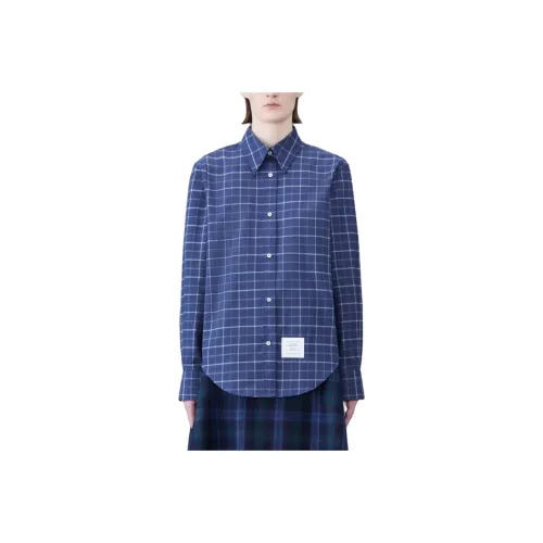 THOM BROWNE· Tattersal Check Flannel Easy Fit Shirt Shirt Women's Dark Blue