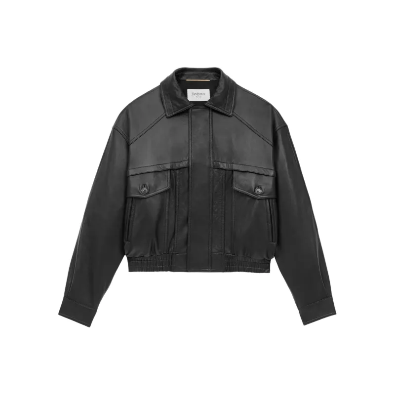 SAINT LAURENT Leather Jacket 'Black'-0