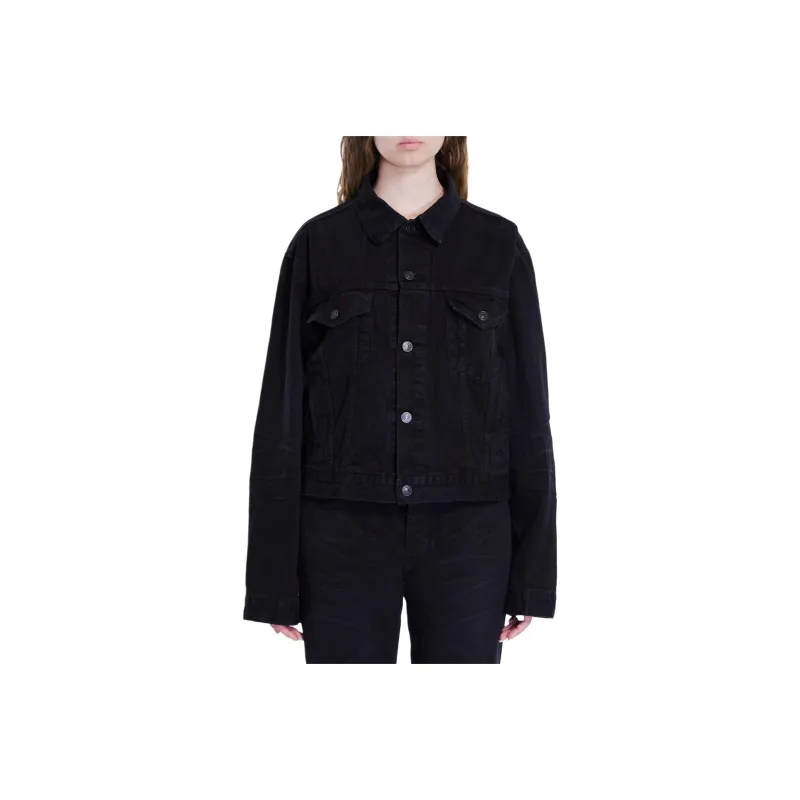 Balenciaga Collared Button Up Denim Jacket-0