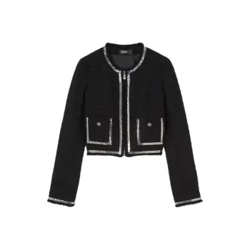 VERSACE Cropped Zip Up Fitted Jacket