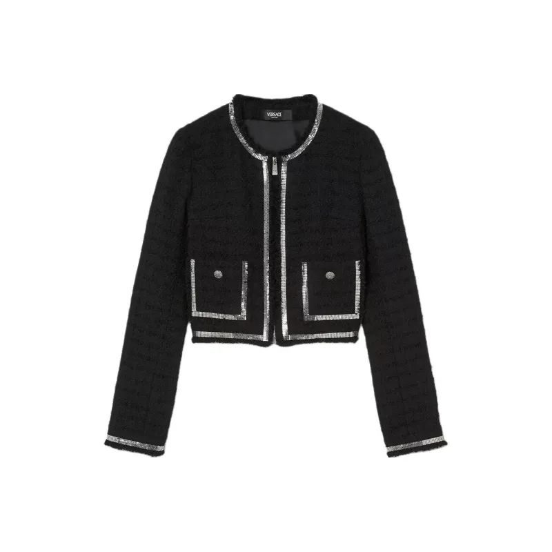 VERSACE Cropped Zip Up Fitted Jacket-0
