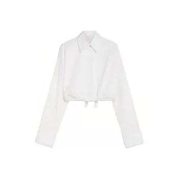 SportMa Sarong Collection Boxy-Fit Drawstring Shirt Shirt Women's White