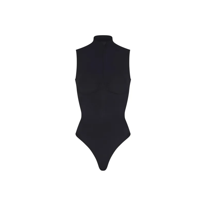 SKIMS SEAMLESS SCULPT ZIP FRONT SLEEVELESS THONG BODYSUIT Bodysuits Women's ONYX/Onyx-0