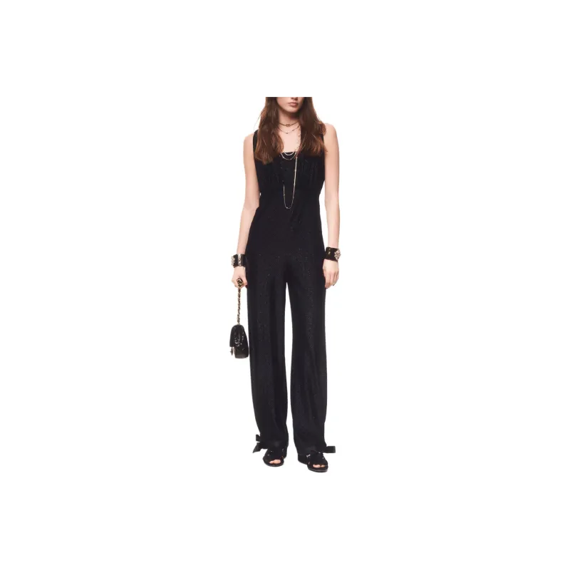 CHANEL 24 New Spring And Summer Arrivals Bodysuits Women's Black Silver-0
