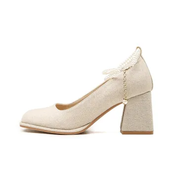 MABEL&CO Chunky Heel High Heels 7cm Women's Apricot