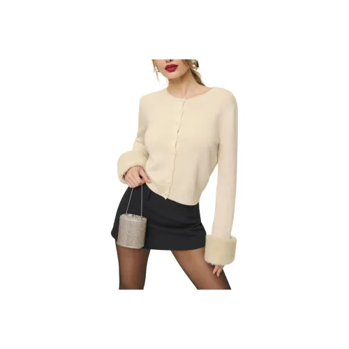 REFORMATION Clara Cashmere Crew Cardigan Cashmere Sweater Women's Cream