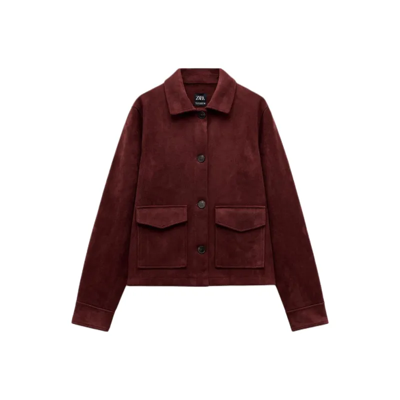 ZARA Jackets Coats Women's Burgundy-0