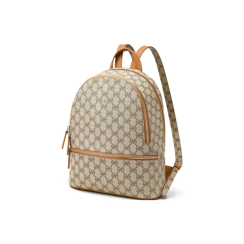 PIERRE CARDIN PVC Polyvinyl Chloride Backpack Women's Dark Khaki-1