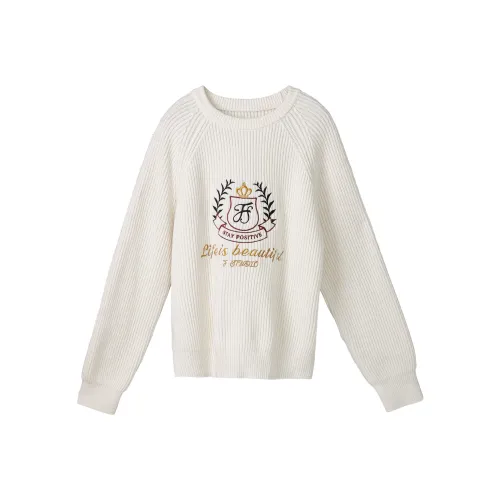 Fstudio Korean Petite Knitwear Commute Loose Fit Thickened Sweater Women's White