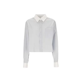 CELINE Cropped Shirt In Striped Cotton Poplin