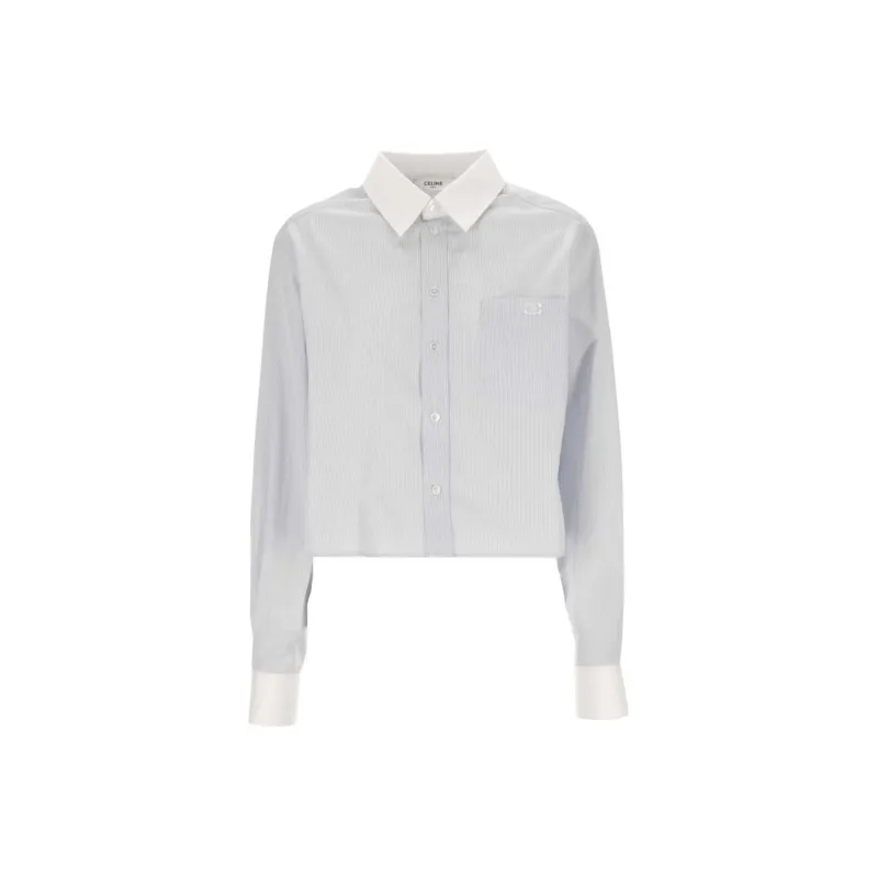 CELINE Cropped Shirt In Striped Cotton Poplin-0